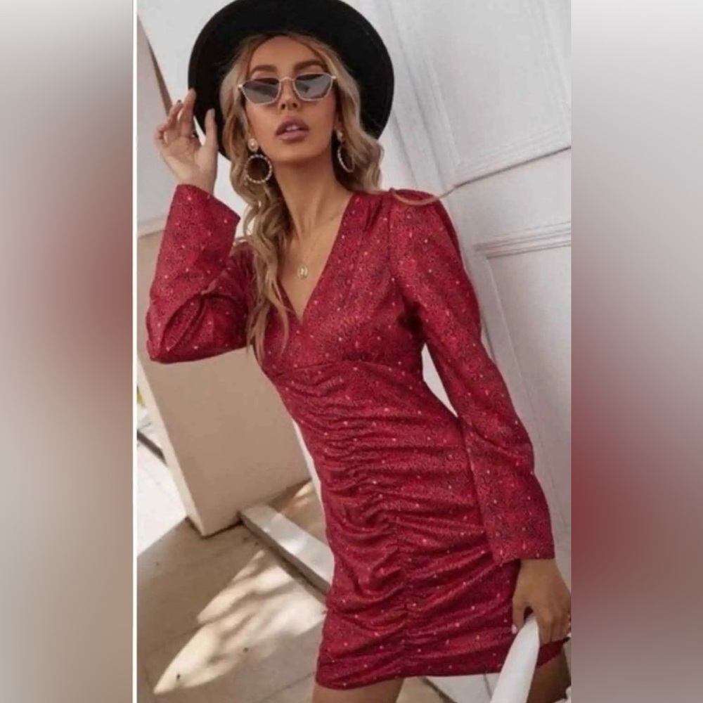Zara Red Long-Sleeve Dress